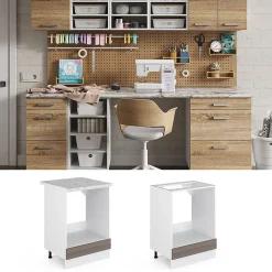 Vicco Meuble bas universel Gris 60cm avec grande niche, sans PT