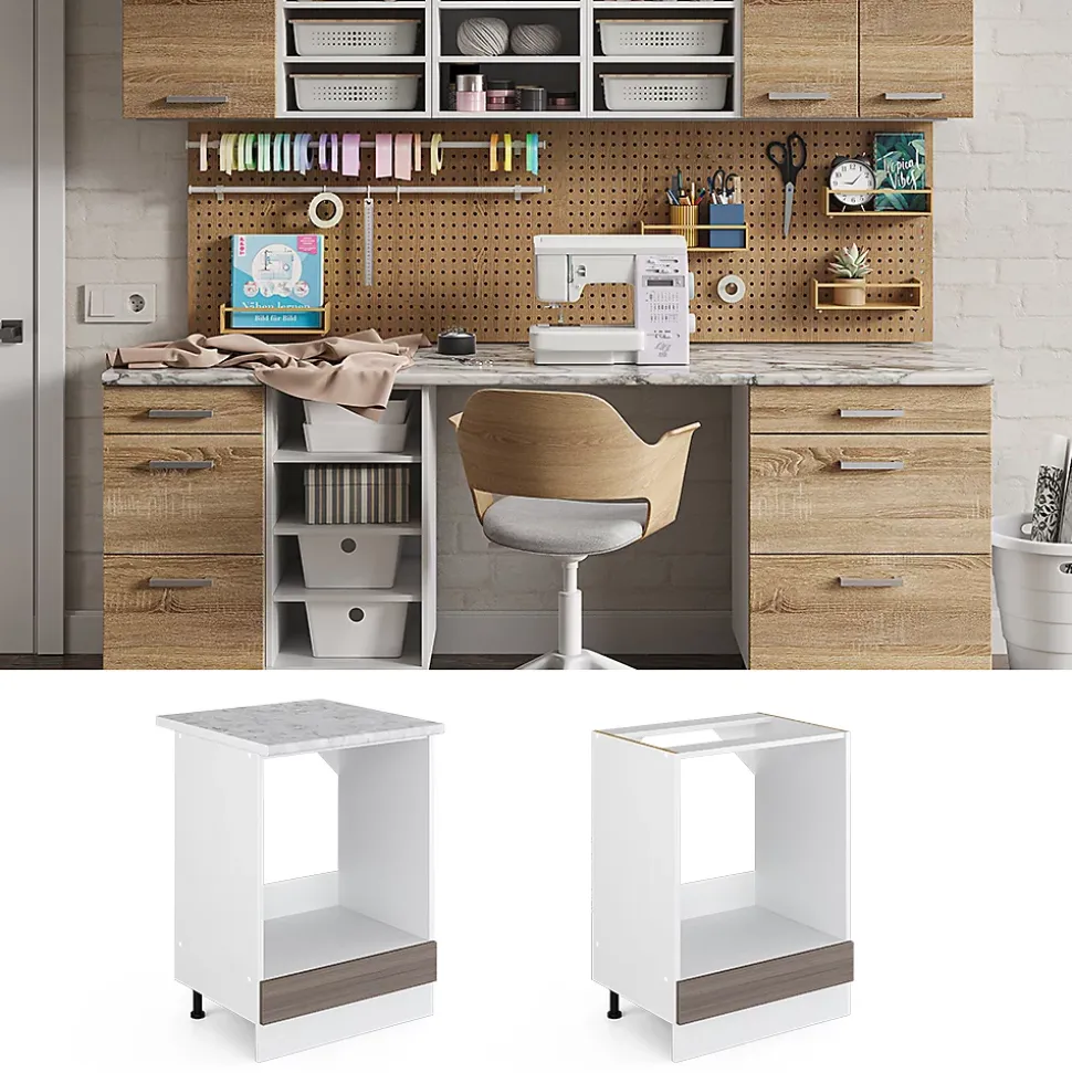 Vicco Meuble bas universel Gris 60cm avec grande niche, sans PT