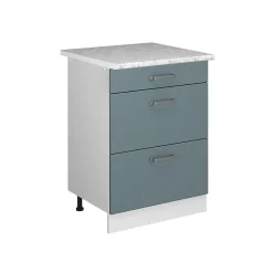 Vicco Meuble bas universel Bleu-gris 60cm avec tiroirs