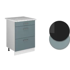 Vicco Meuble bas universel Bleu-gris 60cm avec tiroirs