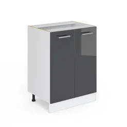 Vicco Meuble bas universel Anthracite Haute brillance 60cm avec portes, sans PT