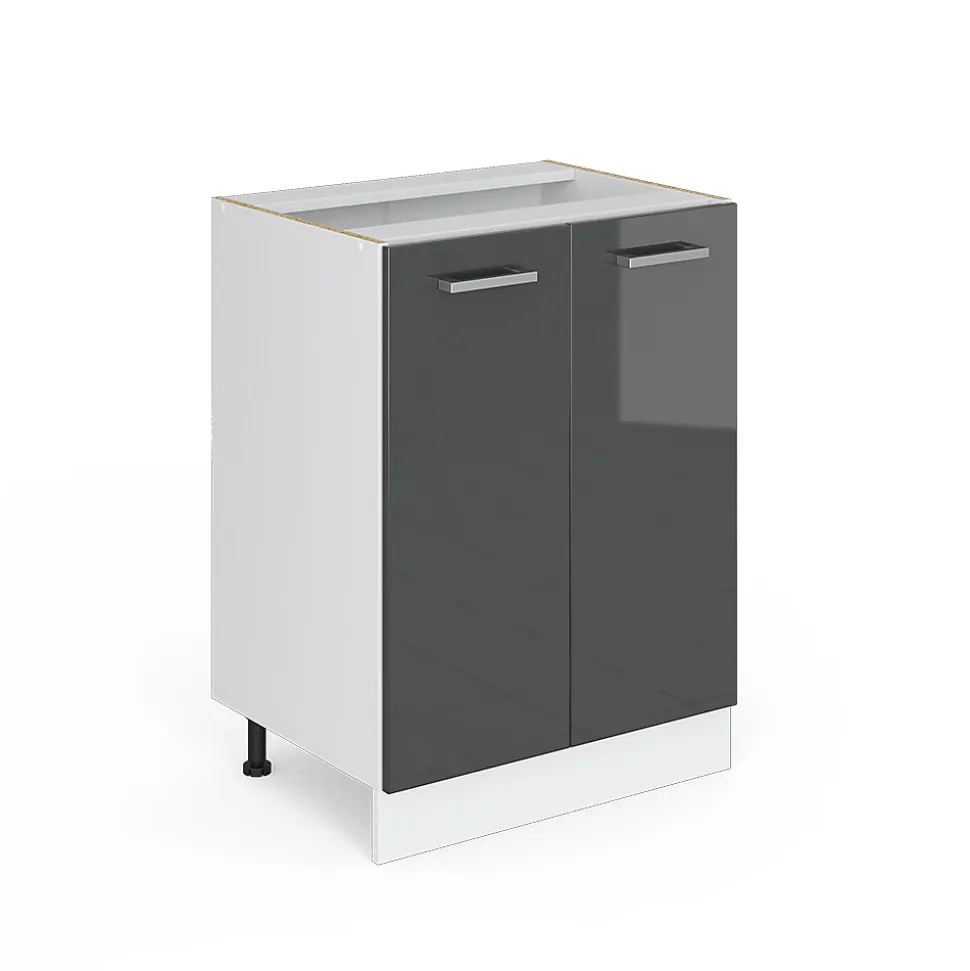 Vicco Meuble bas universel Anthracite Haute brillance 60cm avec portes, sans PT
