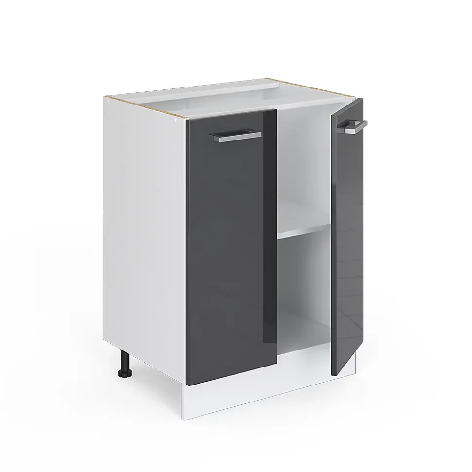 Vicco Meuble bas universel Anthracite Haute brillance 60cm avec portes, sans PT