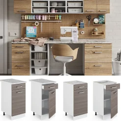 Vicco Meuble bas universel Gris 40cm avec tiroir, avec PT