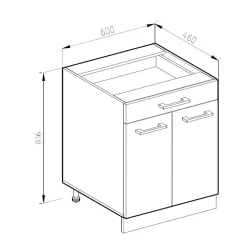 Vicco Meuble bas universel Anthracite Haute brillance 60cm avec tiroirs