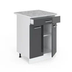 Vicco Meuble bas universel Anthracite Haute brillance 60cm avec tiroirs