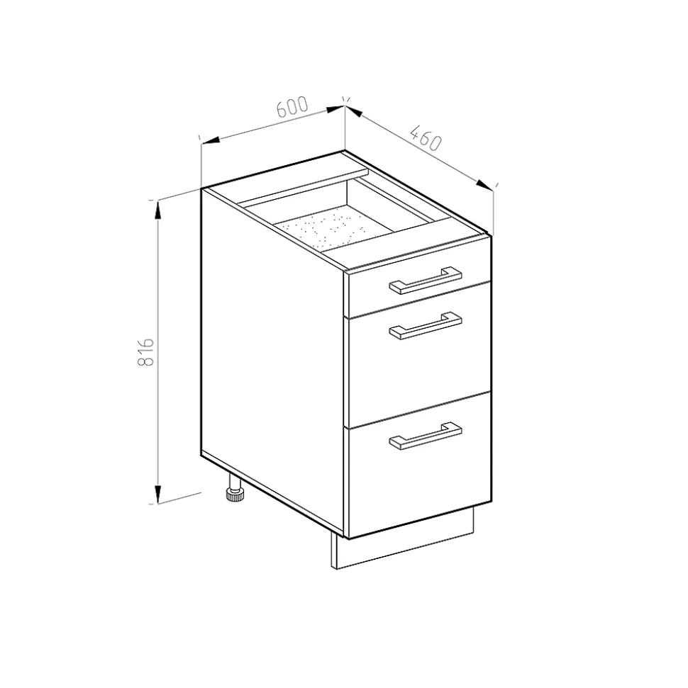Vicco Meuble bas universel Blanc Haute brillance 60cm avec tiroirs