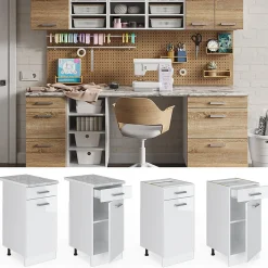 Vicco Meuble bas universel Blanc Haute brillance 40cm avec tiroir, avec PT