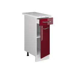 Vicco Meuble bas universel Rouge bordeaux Haute brillance 30cm avec tiroir, avec PT