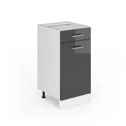 Vicco Meuble bas universel Anthracite Haute brillance 40cm avec tiroir, sans PT