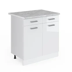 Vicco Meuble bas universel Blanc Haute brillance 80cm avec tiroirs et portes, avec PT