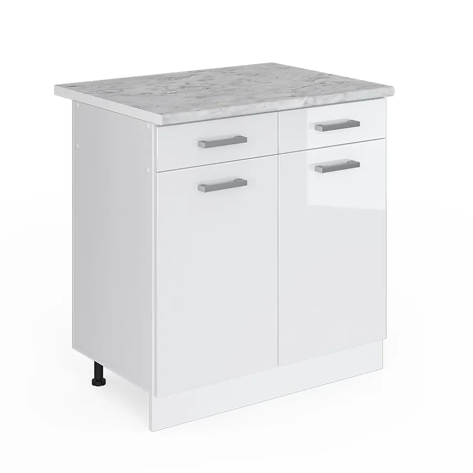 Vicco Meuble bas universel Blanc Haute brillance 80cm avec tiroirs et portes, avec PT