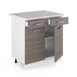 Vicco Meuble bas universel Gris 80cm avec tiroirs et portes, avec PT