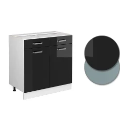 Vicco Meuble bas universel Noir Haute brillance 80cm avec tiroirs et portes, sans PT