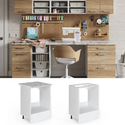 Vicco Meuble bas universel Blanc Haute brillance 60cm avec grande niche, avec PT