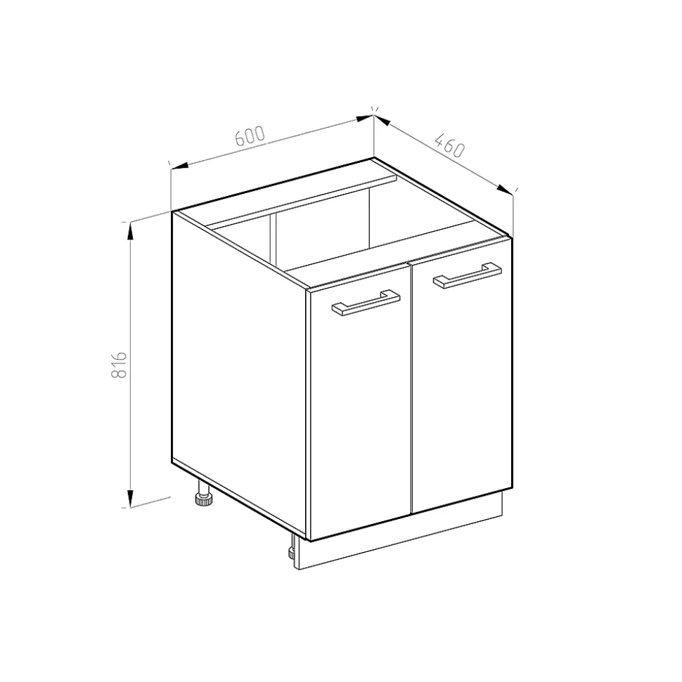 Vicco Meuble bas universel Gris 60cm avec portes, avec PT