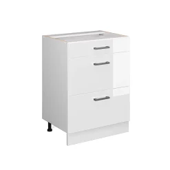Vicco Meuble bas universel Blanc Haute brillance 60cm avec tiroirs, sans PT