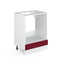 Vicco Meuble bas universel Rouge bordeaux Haute brillance 60cm avec grande niche, sans PT