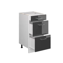 Vicco Meuble bas universel Anthracite Haute brillance 40cm avec tiroirs, sans PT