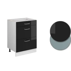 Vicco Meuble bas universel Noir Haute brillance 60cm avec tiroirs, sans PT