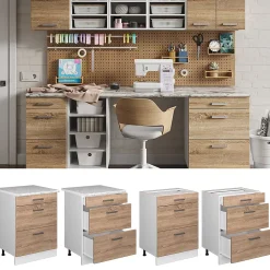 Vicco Meuble bas universel Sonoma 60cm avec tiroirs, sans PT