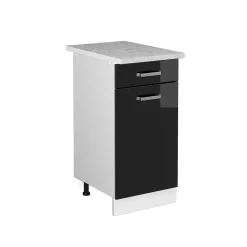 Vicco Meuble bas universel Noir Haute brillance 40cm avec tiroir, avec PT