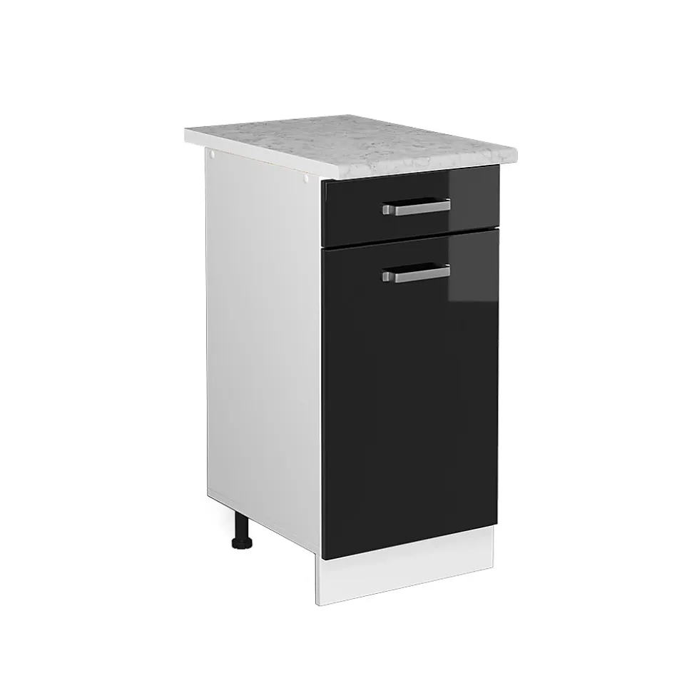 Vicco Meuble bas universel Noir Haute brillance 40cm avec tiroir, avec PT