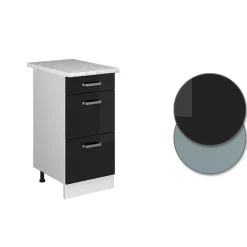 Vicco Meuble bas universel Noir Haute brillance 40cm avec tiroirs