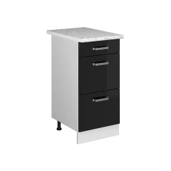 Vicco Meuble bas universel Noir Haute brillance 40cm avec tiroirs