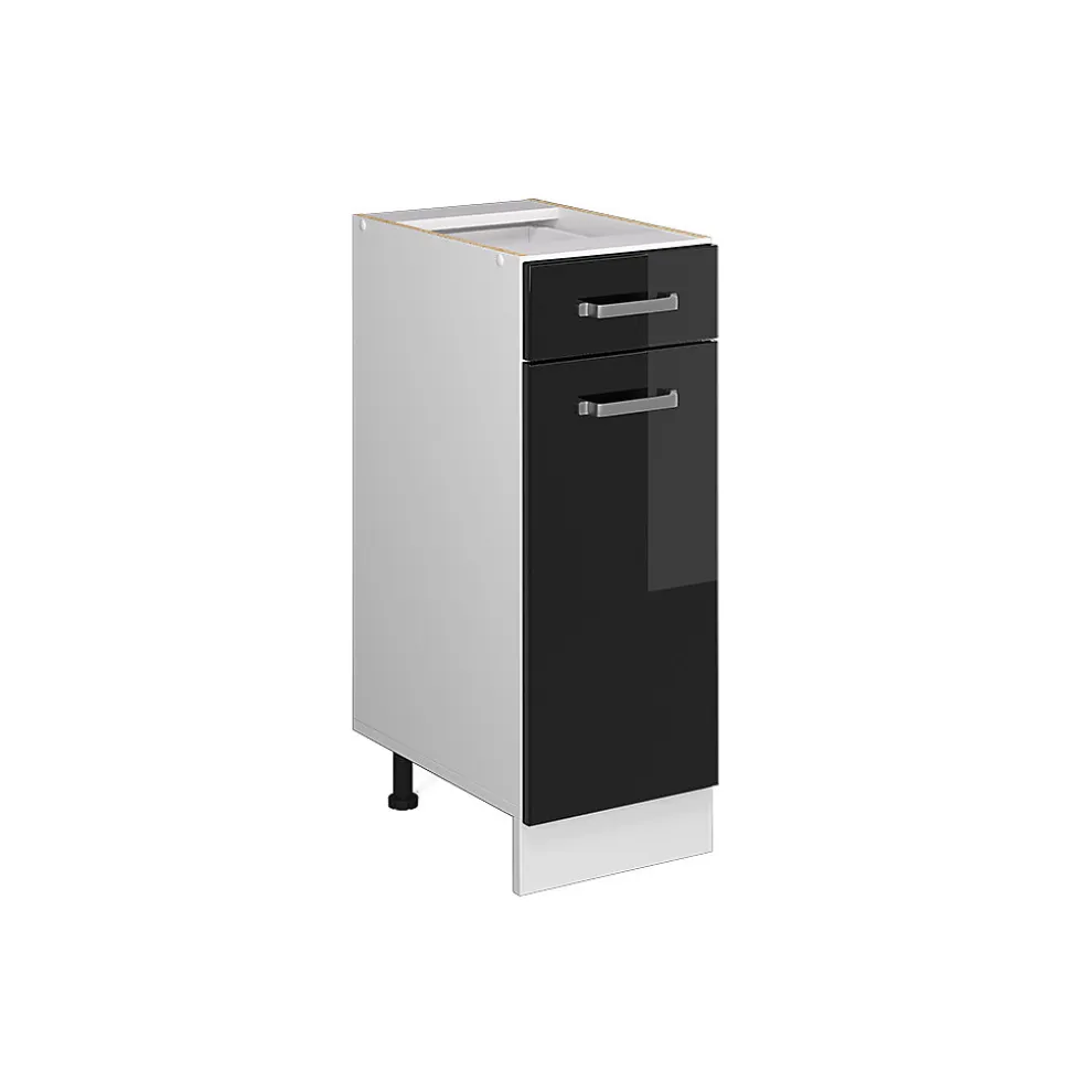 Vicco Meuble bas universel Noir Haute brillance 30cm avec tiroir, sans PT
