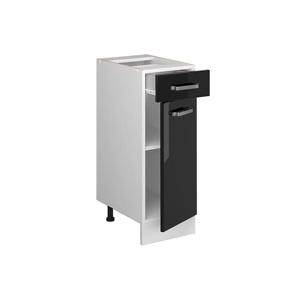 Vicco Meuble bas universel Noir Haute brillance 30cm avec tiroir, sans PT