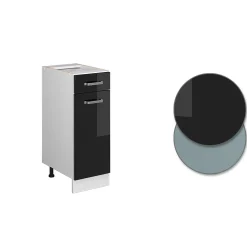 Vicco Meuble bas universel Noir Haute brillance 30cm avec tiroir, sans PT