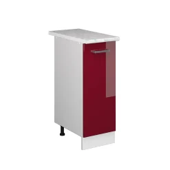 Vicco Meuble bas universel Rouge bordeaux Haute brillance 30cm avec porte, avec PT