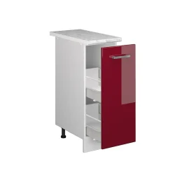 Vicco Meuble bas universel Rouge bordeaux Haute brillance 30cm avec porte, avec PT