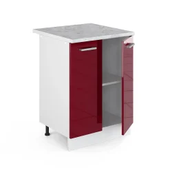 Vicco Meuble bas universel Rouge bordeaux Haute brillance 60cm avec portes, avec PT