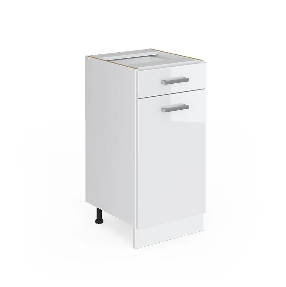 Vicco Meuble bas universel Blanc Haute brillance 40cm avec tiroir, sans PT