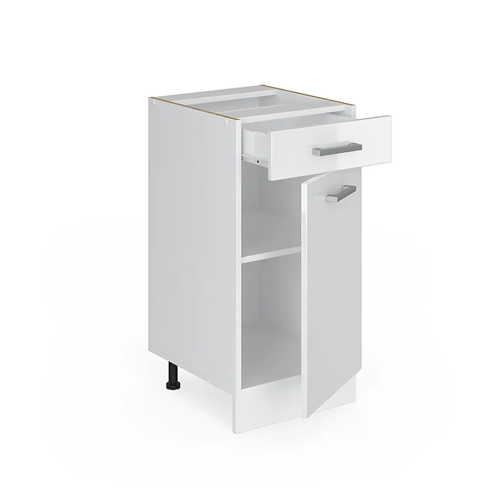 Vicco Meuble bas universel Blanc Haute brillance 40cm avec tiroir, sans PT