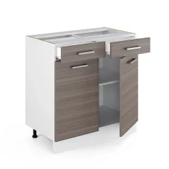 Vicco Meuble bas universel Gris 80cm avec tiroirs et portes, sans PT