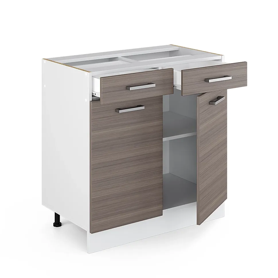 Vicco Meuble bas universel Gris 80cm avec tiroirs et portes, sans PT