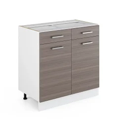 Vicco Meuble bas universel Gris 80cm avec tiroirs et portes, sans PT