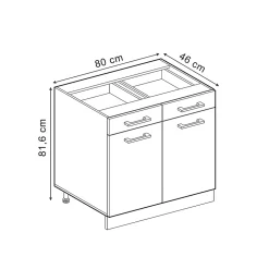 Vicco Meuble bas universel Bleu-gris 80cm avec tiroirs et portes, avec PT