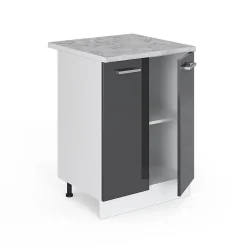 Vicco Meuble bas universel Anthracite Haute brillance 60cm avec portes, avec PT