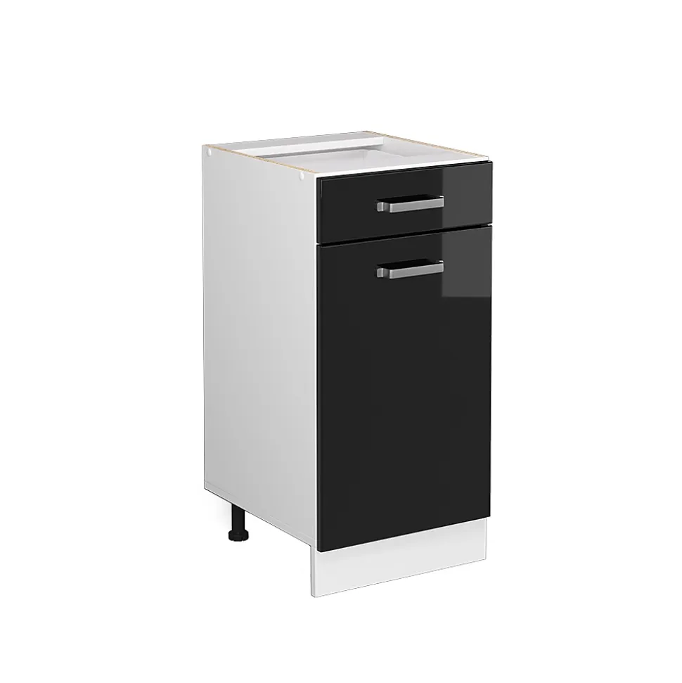 Vicco Meuble bas universel Noir Haute brillance 40cm avec tiroir, sans PT