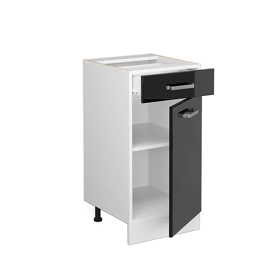 Vicco Meuble bas universel Noir Haute brillance 40cm avec tiroir, sans PT
