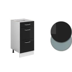 Vicco Meuble bas universel Noir Haute brillance 40cm avec tiroirs, sans PT