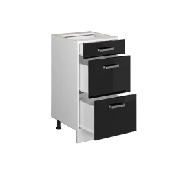 Vicco Meuble bas universel Noir Haute brillance 40cm avec tiroirs, sans PT