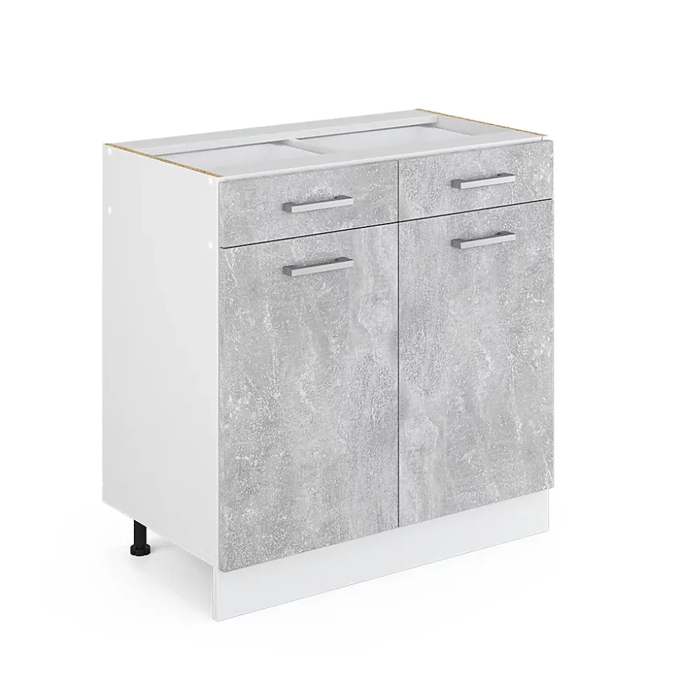 Vicco Meuble bas universel Béton 80cm avec tiroirs et portes, sans PT