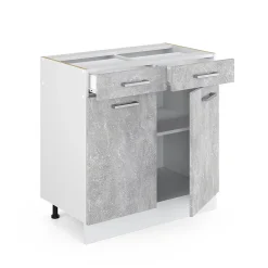 Vicco Meuble bas universel Béton 80cm avec tiroirs et portes, sans PT