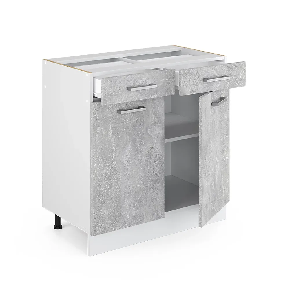 Vicco Meuble bas universel Béton 80cm avec tiroirs et portes, sans PT