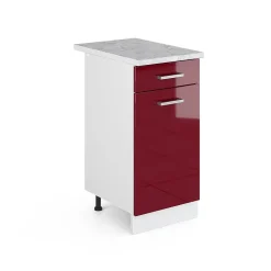 Vicco Meuble bas universel Rouge bordeaux Haute brillance 40cm avec tiroir, avec PT